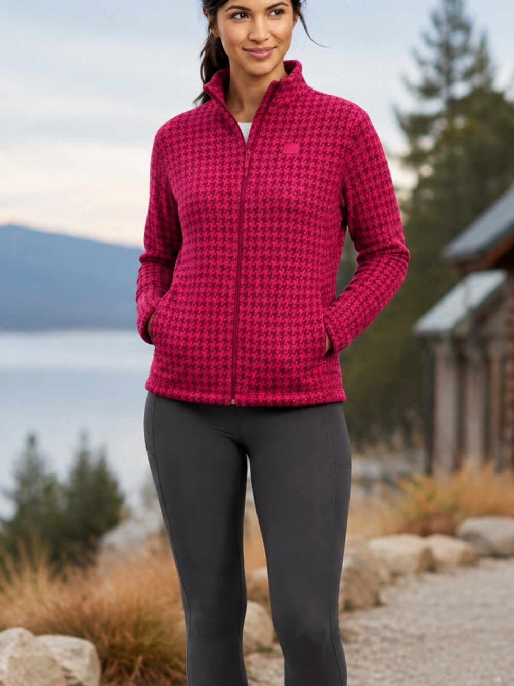Helly Hansen Hot Pink & Magenta Houndstooth Layering Jacket